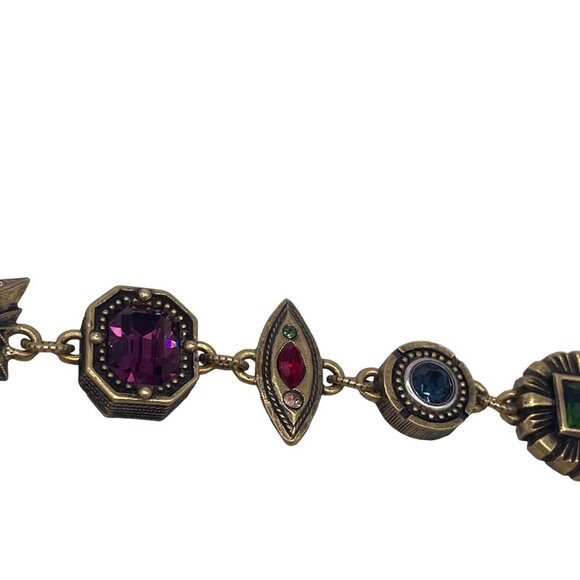 Patricia Locke Multi-Stone Geometric B106 Link Bracelet 7" Vintage Style HTF - Picture 5 of 8